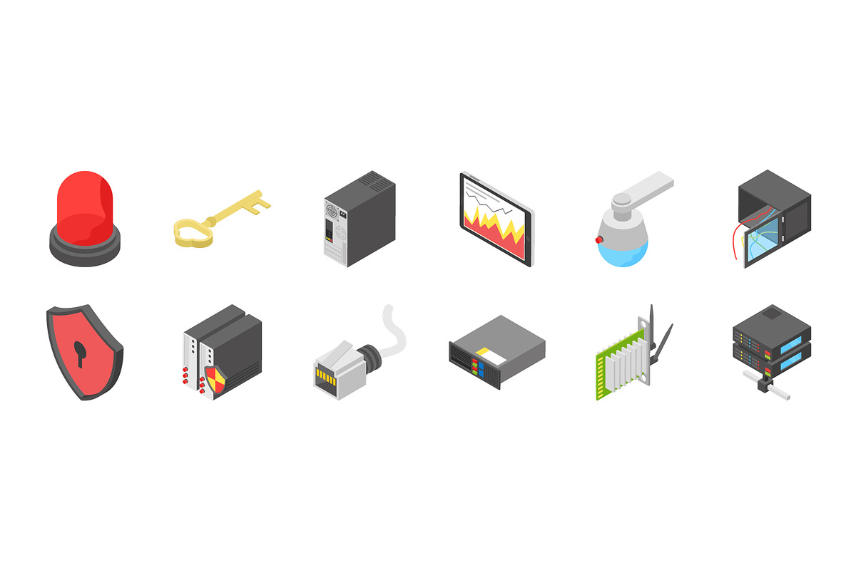 60 Networking Isometric Icons, a Duotone Icon by Vectors Market