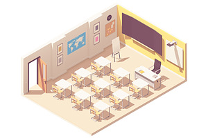 Vector Isometric School Classroom