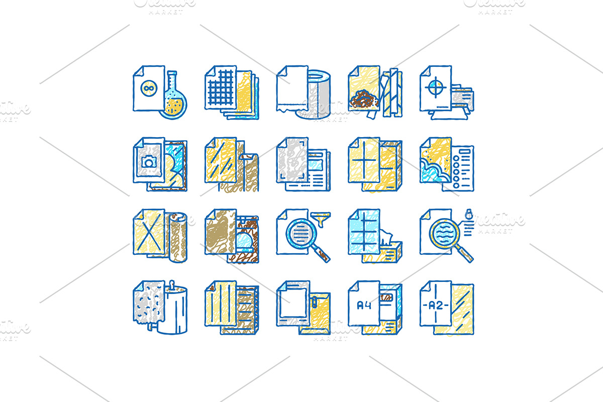 Paper List For Printing Poster Icons, an Object Illustration by pikepicture