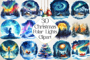 Christmas Polar Lights Clipart Bundl, an Illustration by DreamPrint404