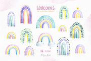 Unicorns.Cute watercolor collection, an Animal Illustration by Kate_Rina (Thumbnail 2 of 16)
