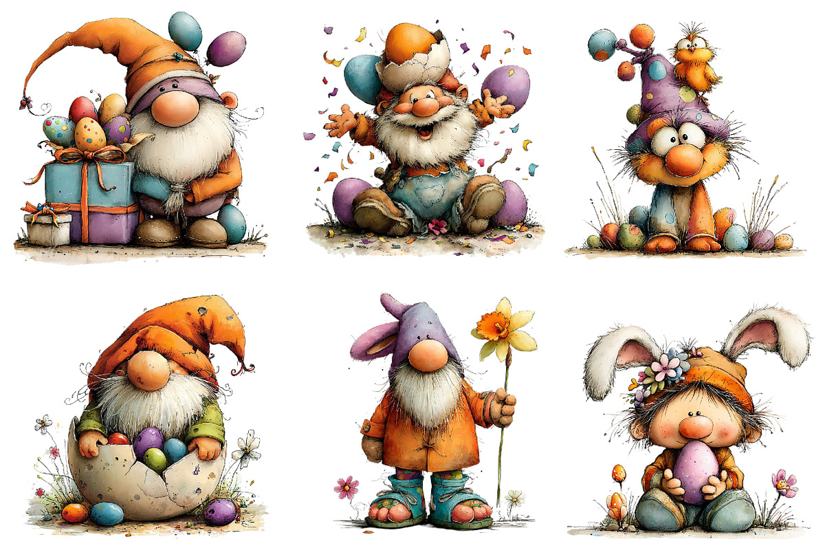 Easter Gnome Clipart, an Illustration by CreationArt (Photo 3 of 6)