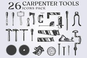 set of carpenters tool illustration, a Work Illustration by Lodzrov