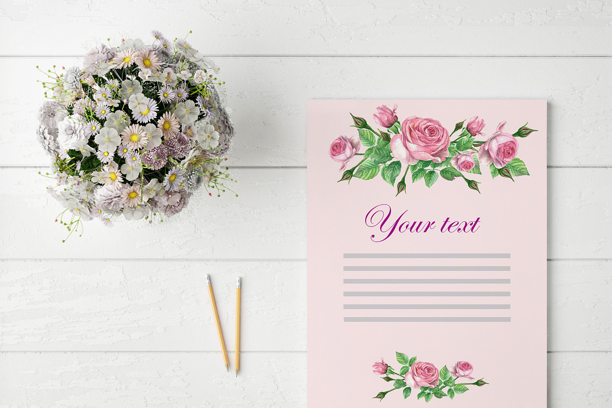 Roses@Bird Watercolor Clipart, a Decorative Illustration by IrStepShop (Photo 3 of 5)
