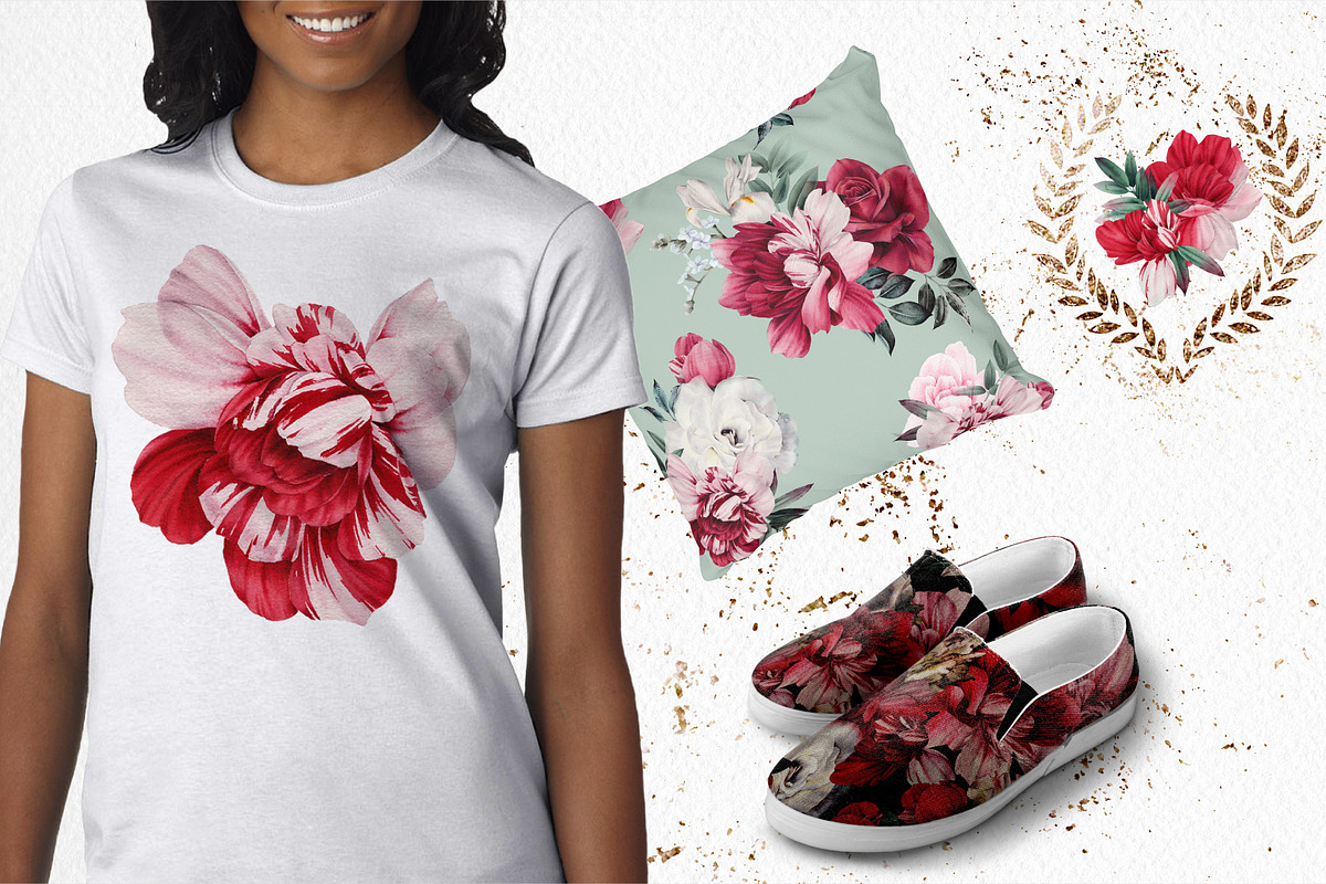 DISCOUNT PEONIES & ROSES (Clipart), a Decorative Illustration by ollalya (Photo 8 of 8)