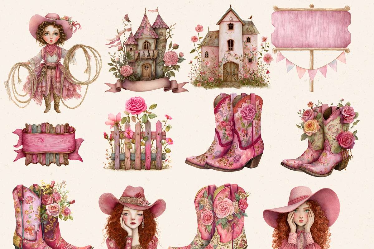 PINK 1ST RODEO CLIPART PACK, a Person Illustration by Daring Digies (Photo 6 of 10)