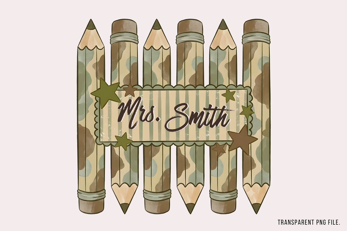Camo Back to School Pencil Png, an Object Illustration by Clipart Bloom (Photo 3 of 3)