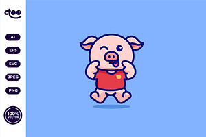 Simple Silly Pig cartoon vector, an Animal Illustration by Satisfactoons