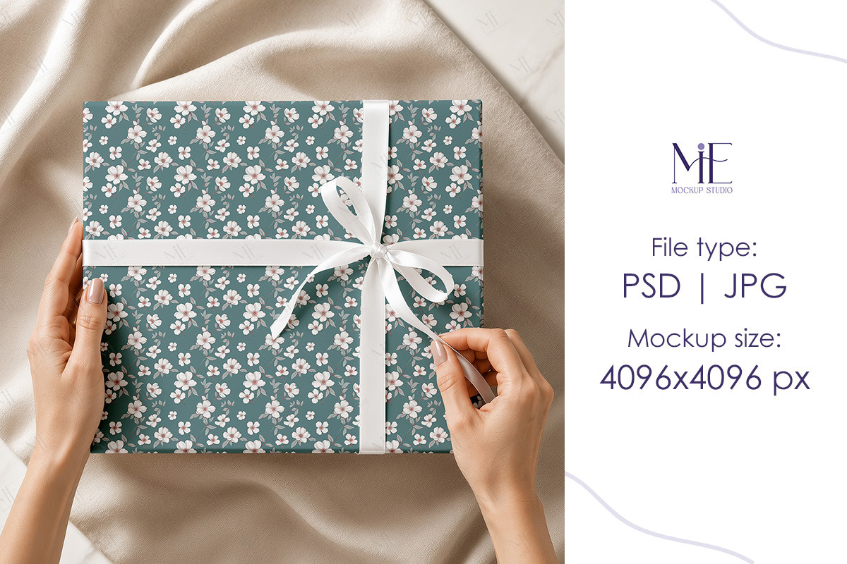 Wrapping Paper Gift Wrap Box Mockup, a Packaging Mockup by Mie Mockup Studio (Photo 3 of 7)