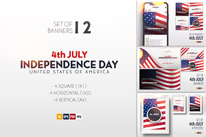 4th July. 12 banners and posters.