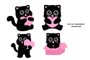 Cute Black Cat Clipart Set, an Animal Illustration by Nattapohncha (Thumbnail 2 of 3)