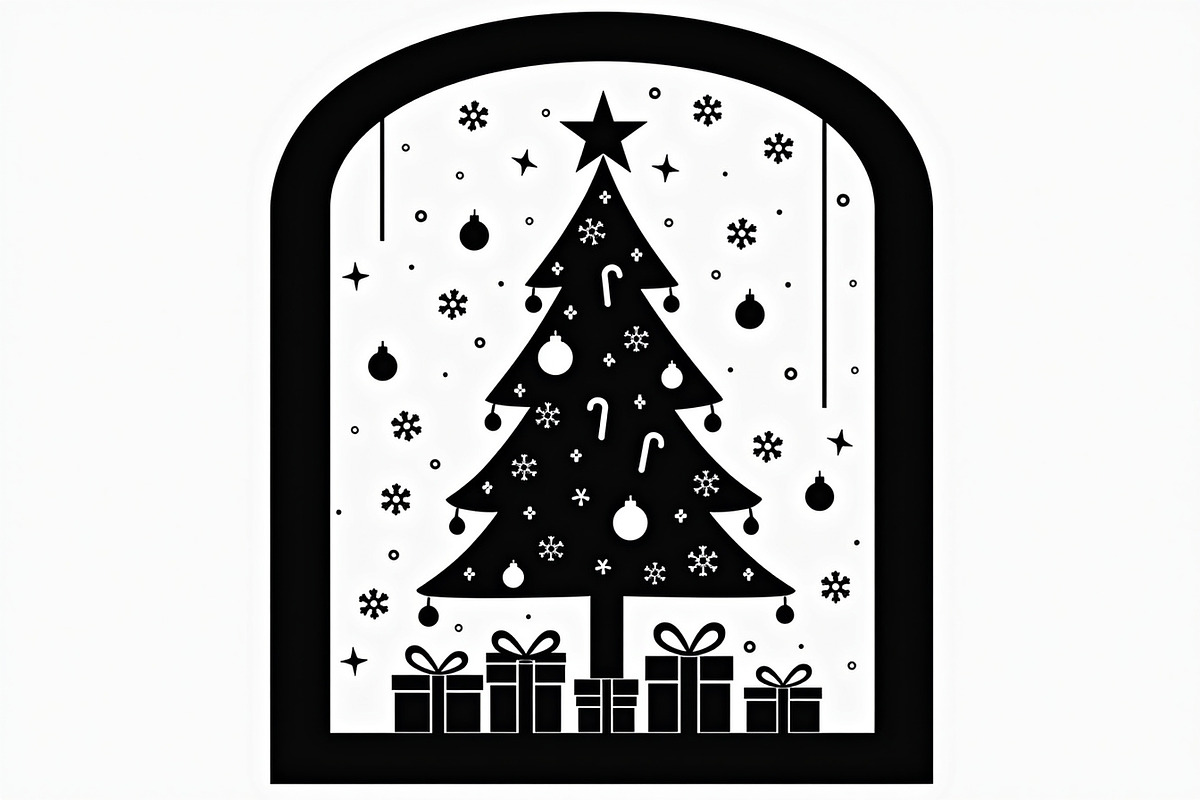 Festive Christmas Tree Silhouette Se, an Illustration by BIPLOB EXPERT (Photo 10 of 20)