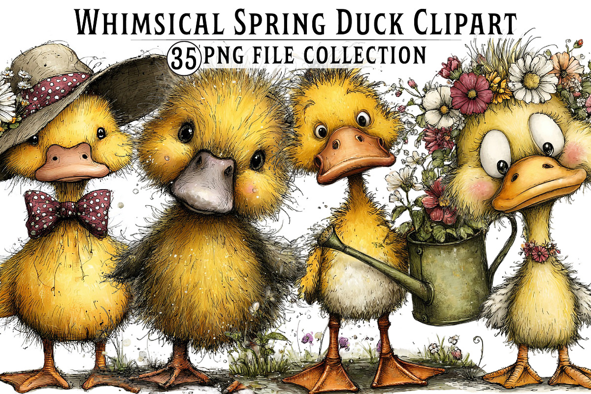 Whimsical Spring Duck Clipart, an Illustration by Dream Creation (Photo 1 of 6)