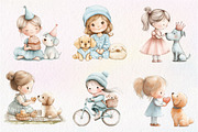 Little Girl and Dog Clipart, an Illustration by CreationArt (Thumbnail 9 of 9)