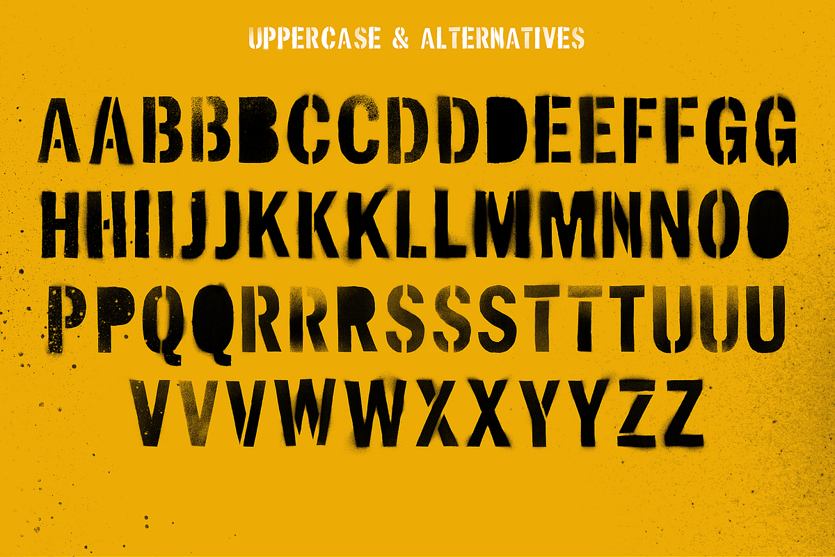 Display font Autobahn Stencil, a Blackletter Font by Itsmesimon (Photo 9 of 11)