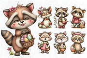 Whimsical Easter Raccoon Clipart, a Seasonal Illustration by HueNestify (Thumbnail 2 of 3)