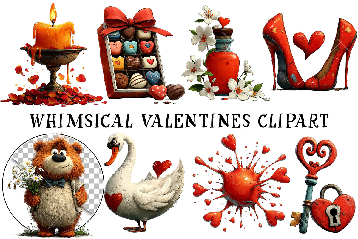 Whimsical Valentines Clipart, an Illustration by OK Design (Photo 2 of 6)
