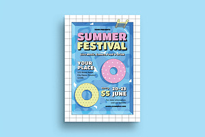 Flat Design Summer Festival Flyer, a Flyer Template by graphicook
