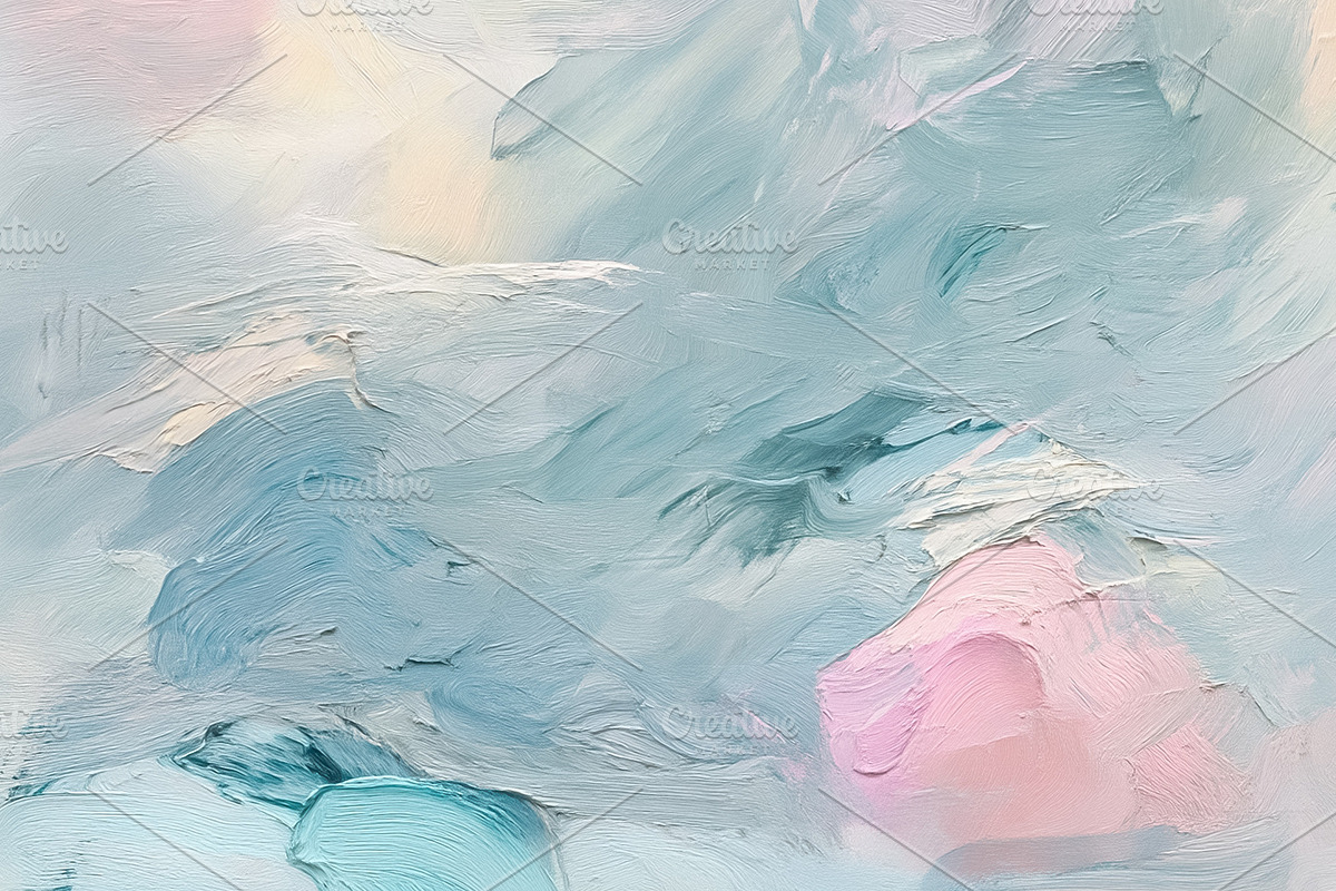 Abstract painting depicting pastel blue and pink brush strokes,, a Decorative Illustration by Studio ANNA