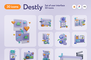 Destly Interface 3D Icons