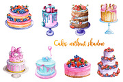 Watercolor cake set, a Food Illustration by Olha's watercolor (Thumbnail 4 of 4)