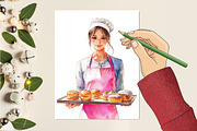 Chef Watercolor Cliparts, an Illustration by RobertsArt (Thumbnail 6 of 7)