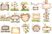 Spring Wooden Signs Clipart, an Illustration by Watercolor design (Thumbnail 2 of 12)