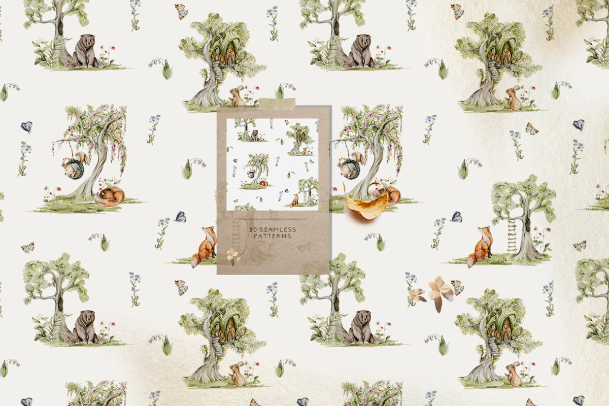 Woodland kids patterns Cute animals, an Animal Illustration by 60secondsArt (Photo 14 of 16)