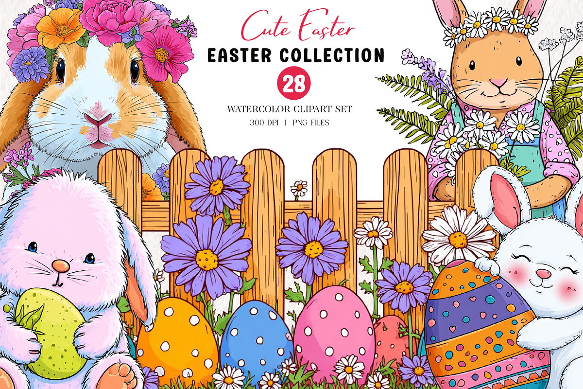 Green Cute Easter Clipart, an Illustration by CreationArt (Photo 1 of 5)