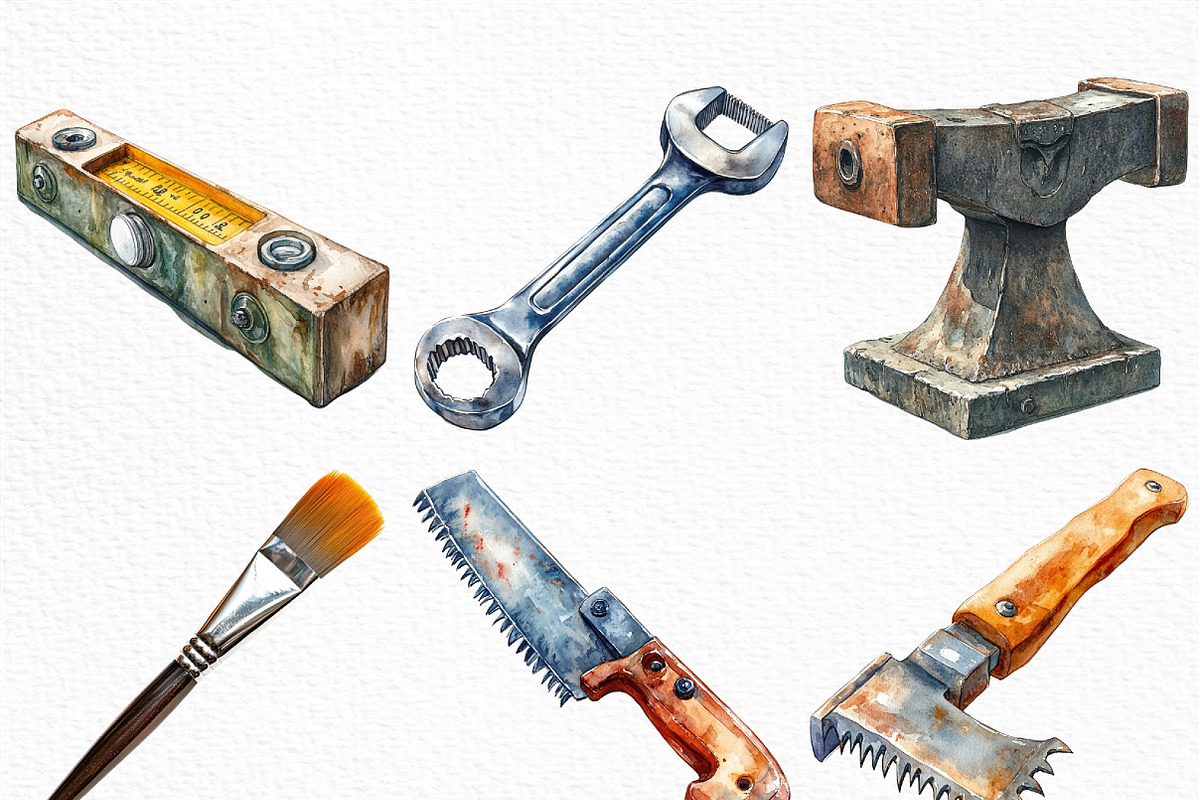 Watercolor Craftsman Clipart, an Illustration by Craft Nest (Photo 2 of 6)