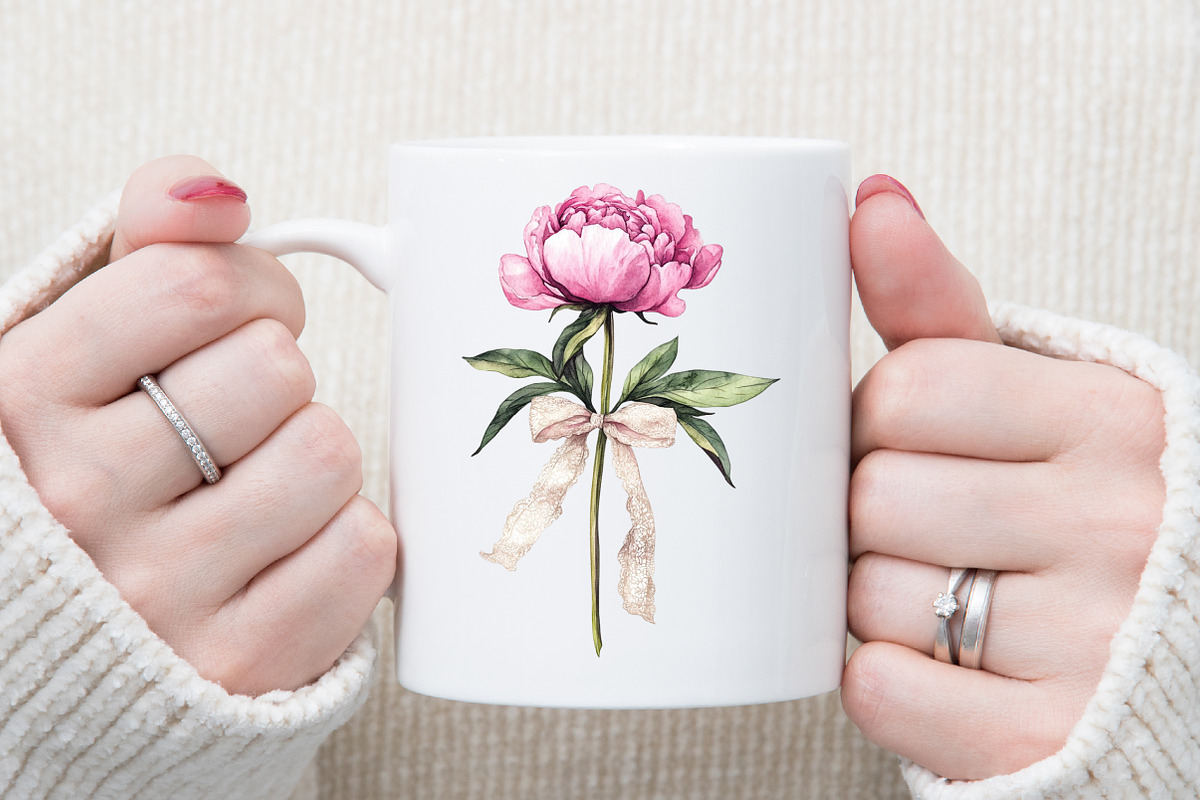 Watercolor Coquette Pink Peony Set, an Illustration by Sublimation Artist (Photo 5 of 6)