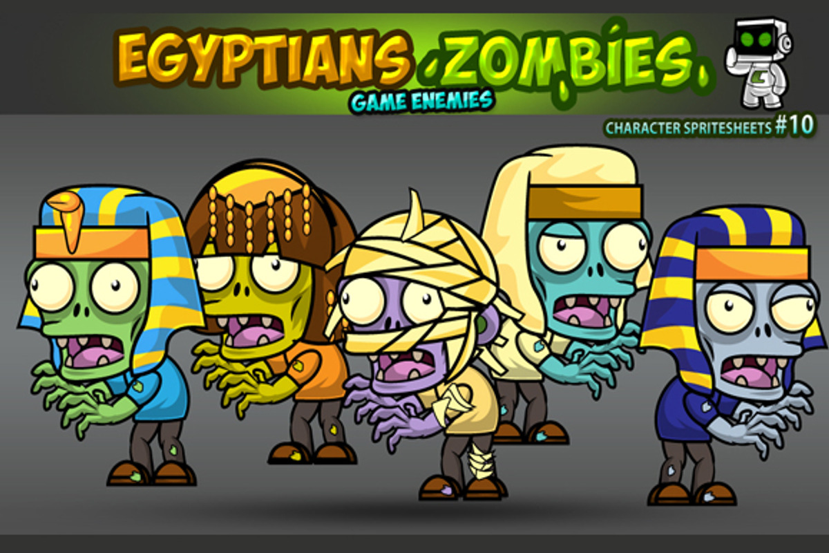 Egyptian Zombies Character Sprites, an Illustration by CreativeGameArt (Photo 1 of 4)