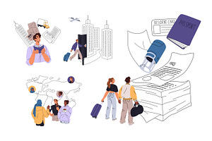 Residence permit, migration concept, a Person Illustration by PaperTrident