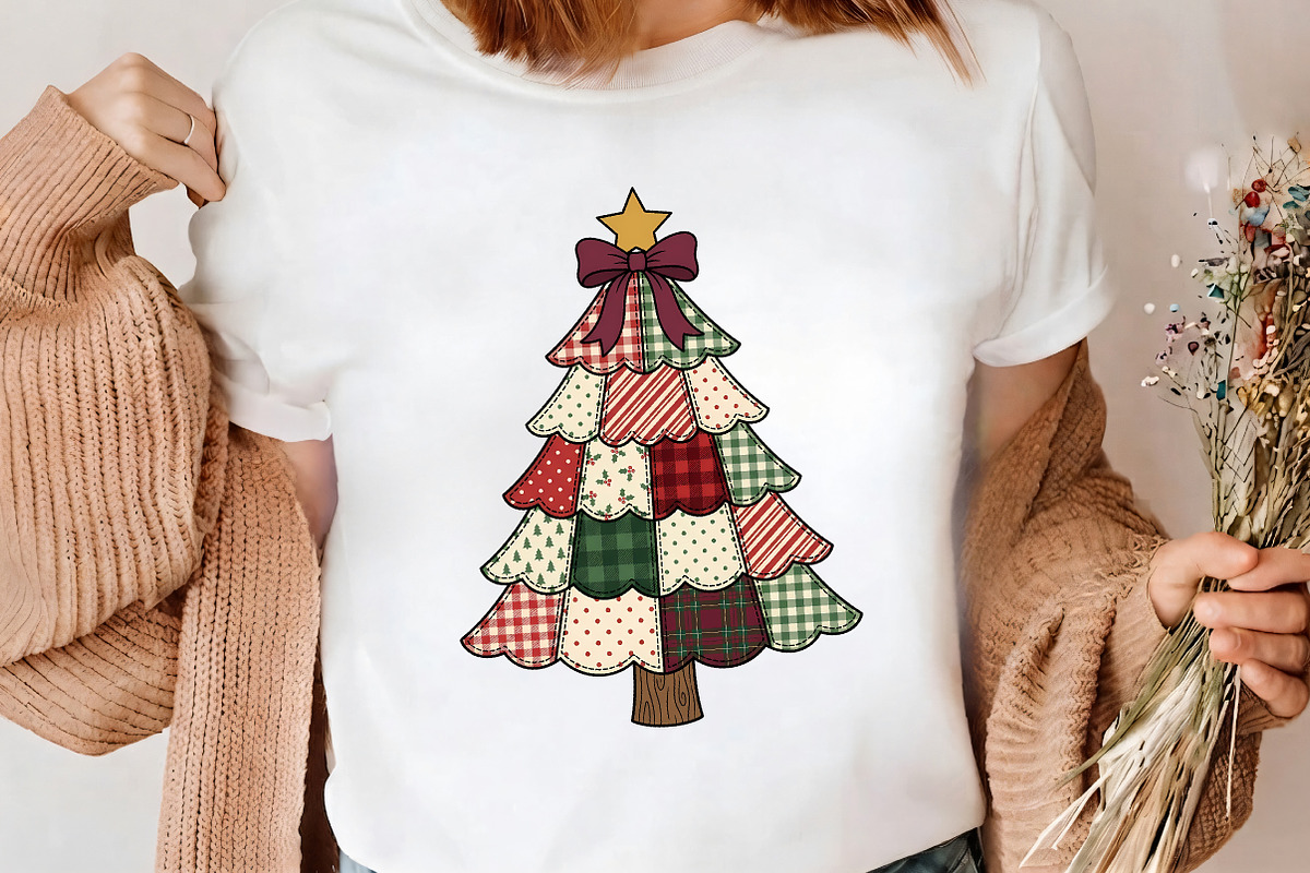 Patchwork Christmas Tree PNG Clipart, a Seasonal Illustration by CrexoraLab (Photo 4 of 4)