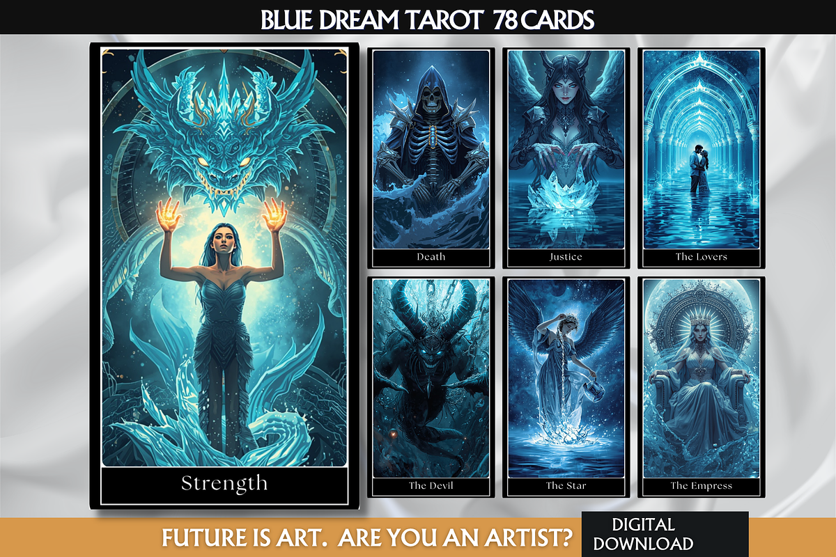 Blue Dream Tarot Cards Deck, an Object Illustration by Mugio (Photo 1 of 6)