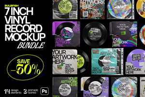 7 Inch Vinyl Record - Mockups Bundle, a Packaging Mockup by BULBFISH