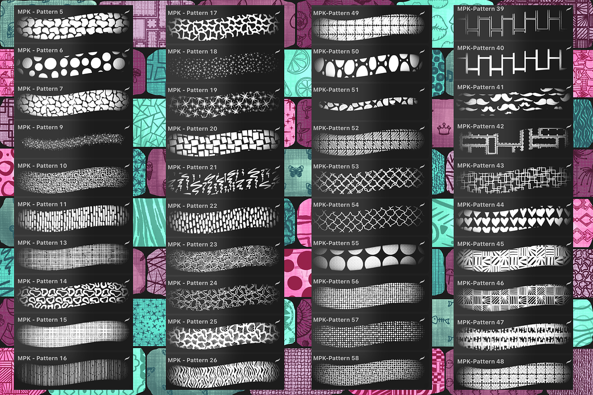 Pattern Bundle-Procreate Brushes, a Brush Add-On by MissPerfectKaos (Photo 2 of 9)