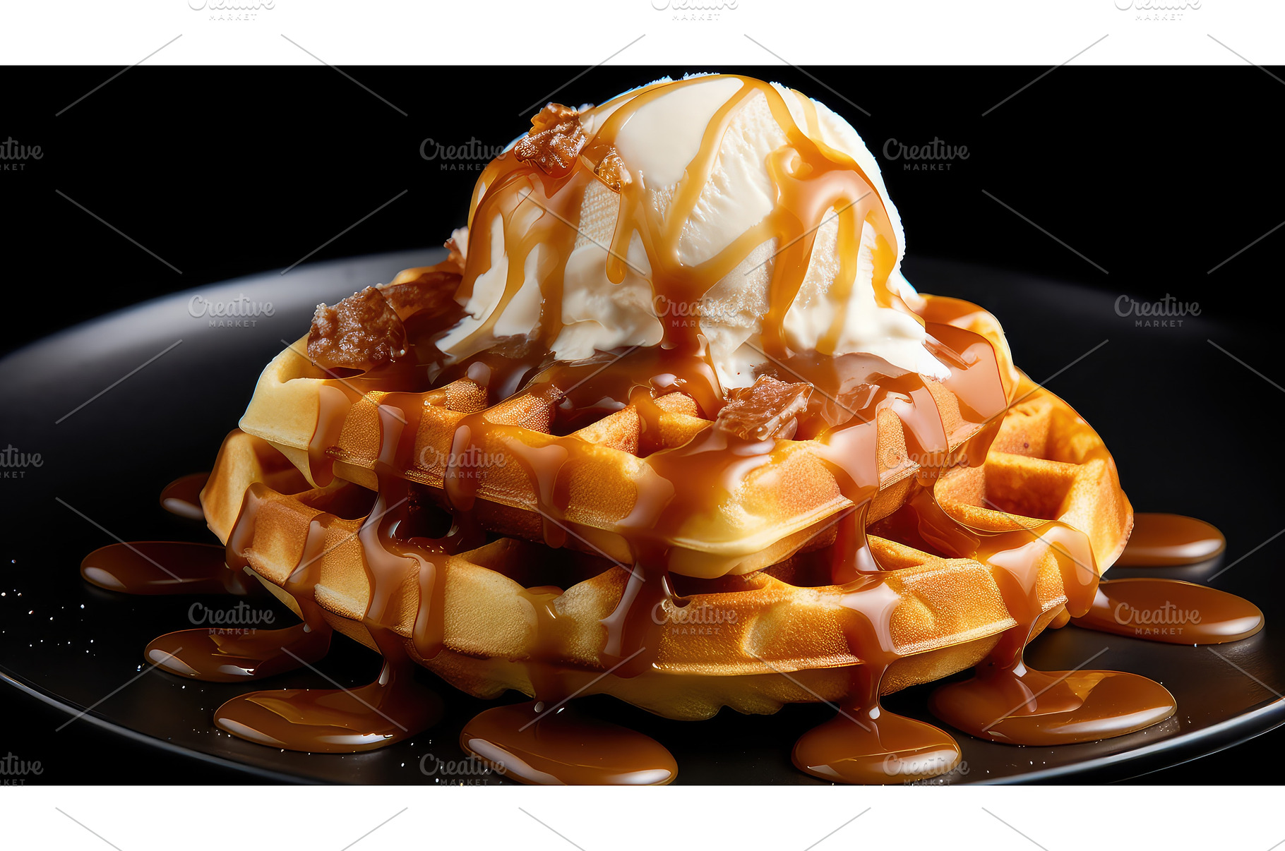 butter warm waffle food ai generated, a Background Photo by pikepicture