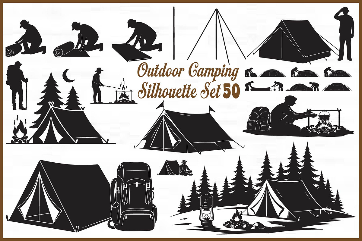 Outdoor Camping Silhouette Set, an Object Graphic by yasushie (Photo 1 of 7)