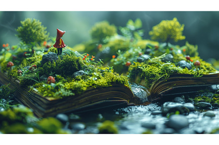 Open magic book concept with a child, a School & Education Photo by ZinetroN
