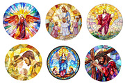 Round Stained Glass Easter Nativity, an Illustration by CreationArt (Thumbnail 2 of 5)