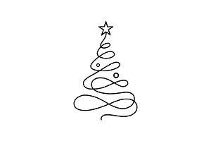 Fluid Loop Line Christmas Tree, a Branding & Logo Template by Vectorium Studio