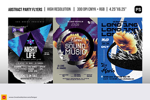 3 Abstract NightClub Party Flyers, a Flyer Template by Satgur Graphic Design