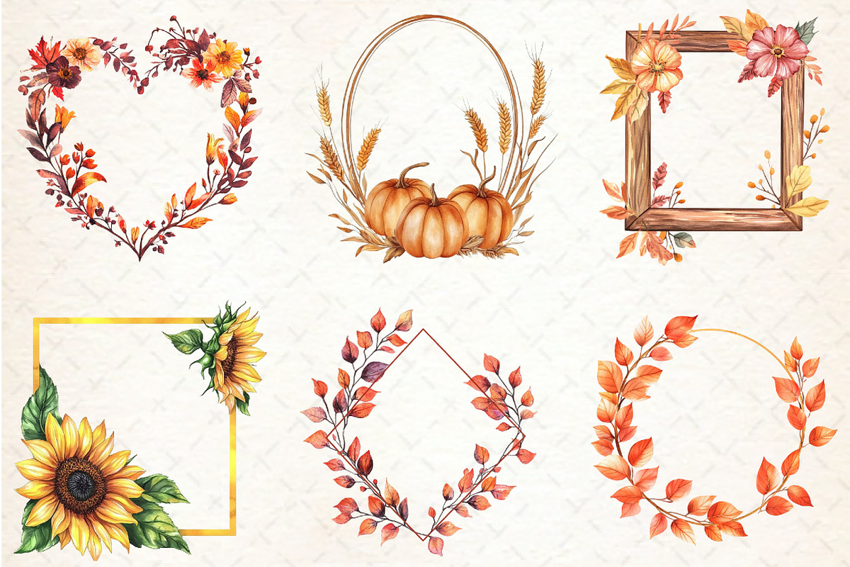 Floral Autumn Frames Clipart, an Illustration by Rose Art (Photo 3 of 4)