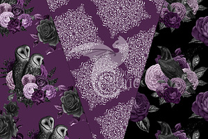 Purple Night Birds Digital Paper