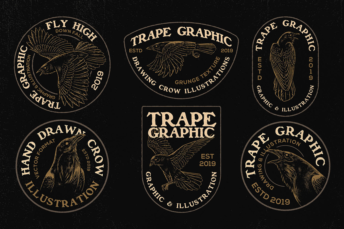 Crow Raven Illustrations pack, an Animal Illustration by Trape Graphic Studio (Photo 6 of 7)