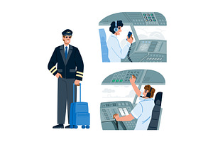 Airline pilot profession in uniform, a Transportation Illustration by pikepicture