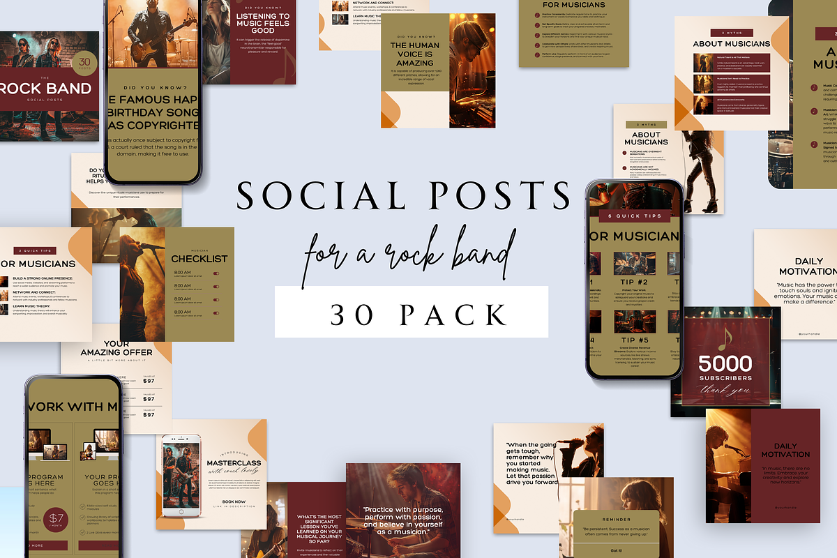 ROCK BAND INSTAGRAM POSTS TEMPLATES, a Social Media Template by Daring Digies (Photo 4 of 10)