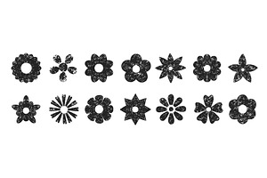 Grunge black flowers. Isolated hand, an Object Illustration by Valerie Bodnar