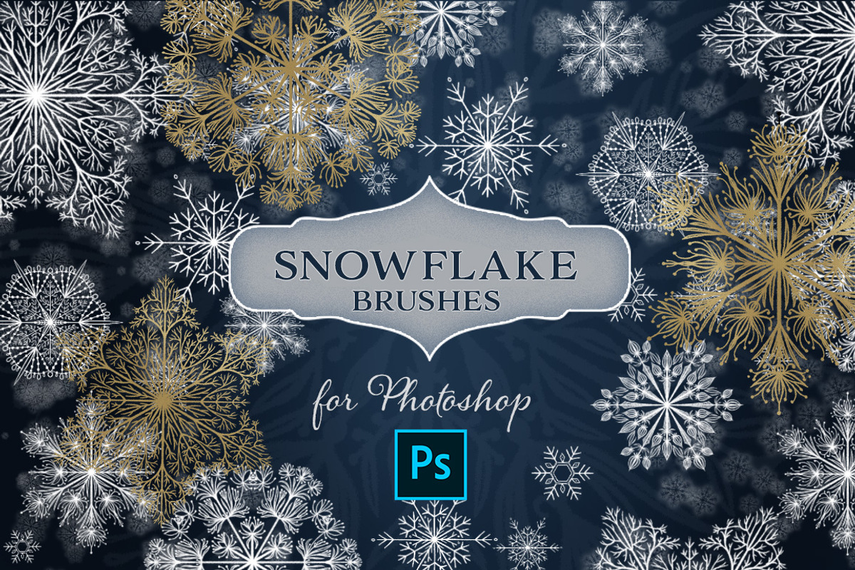 Snowflake Photoshop Brush set, a Brush Add-On by Wonderbox Creative (Photo 1 of 13)